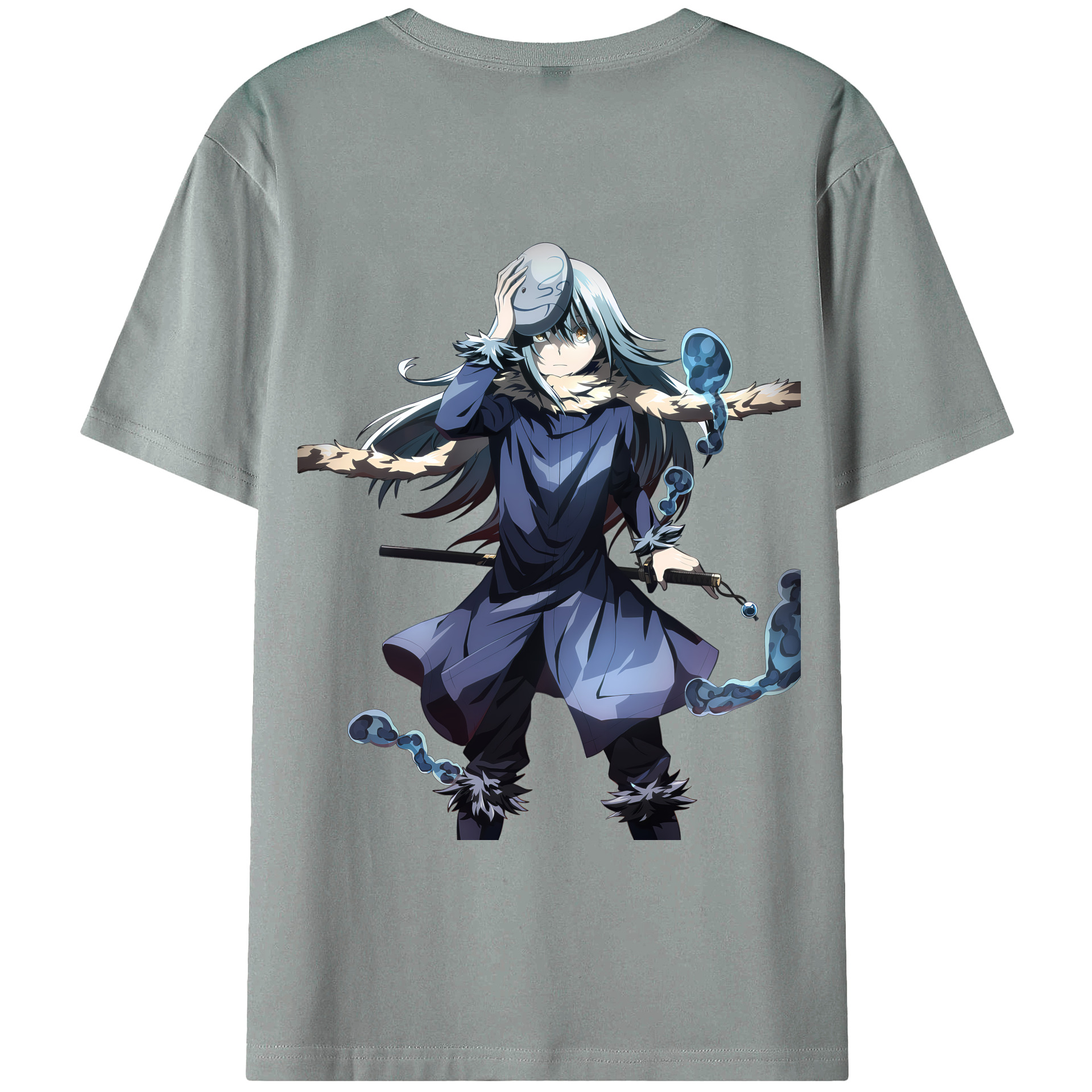 （画像用） 転スラ Regarding Reincarnated to Slime 綿100％ メンズ半袖Tシャツ（バックプリント） 通気性
